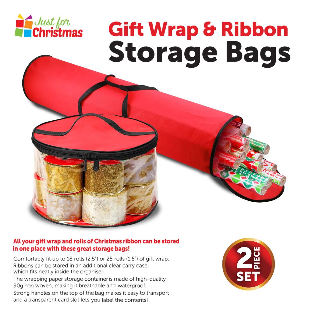 Round 25 Rolls Christmas Gift Wrap Wrapping Paper and Ribbon Storage Bag Set Round 25 Rolls Christmas Gift Wrap Wrapping Paper and Ribbon Storage Bag Set